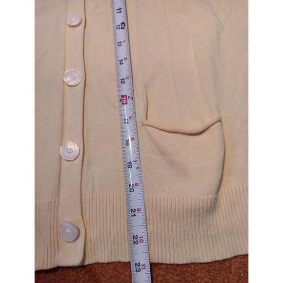 J Jill Cardigan Sweater Womens Size L Yellow Button Up Scoop Neck Knit‎ Pockets - Picture 8 of 10